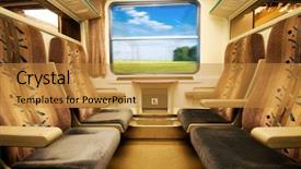  Presentation with train - Presentation enhanced with first class - travel in comfortable train view background and a gold colored foreground