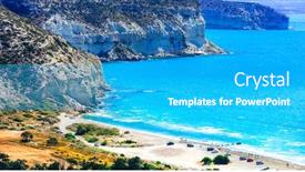  Presentation with beach rocks - Slide deck enhanced with travel-in-cyprus-island-beautiful background and a teal colored foreground
