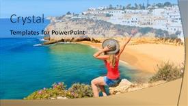  Presentation with algarve - Slide set with travel-in-europe-tour-tourism background and a light blue colored foreground