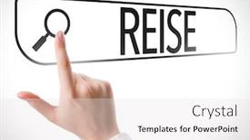  Presentation with search - Theme enhanced with travel in german written in search bar on virtual screen background and a white colored foreground