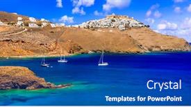  Presentation with travel - Beautiful slide deck featuring travel-in-greece-beautiful-unspoiled backdrop and a dark gray colored foreground