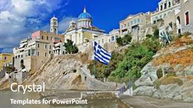  Presentation with cyclades - PPT theme enhanced with travel in greek islands - syros background and a coral colored foreground