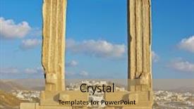  Presentation with greek islands - Colorful slide set enhanced with travel in greek islands series - naxos and appolo gate backdrop and a yellow colored foreground