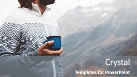  Presentation with cold coffee - Colorful slides enhanced with travel in mountains cold weather backdrop and a gray colored foreground
