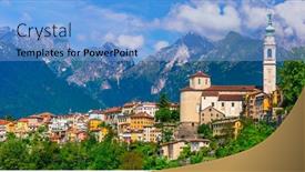  Presentation with travel - Presentation design enhanced with northern italy - beautiful belluno town background and a light blue colored foreground