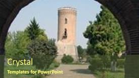  Presentation with romania - Colorful PPT layouts enhanced with travel-in-romania-targoviste-tirgoviste backdrop and a tawny brown colored foreground