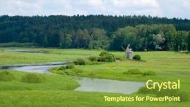  Presentation with windmill - Amazing PPT theme having elbowroom - travel in russia pskov region backdrop and a tawny brown colored foreground