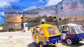  Presentation with motorbike - Amazing PPT layouts having travel-in-south-of-italy backdrop and a light blue colored foreground