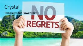  Presentation with beach - Theme having travel incentive - no regrets card with beach background and a cyan colored foreground