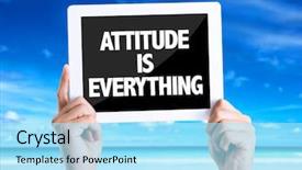  Presentation with incentive - Beautiful slide deck featuring travel incentive - tablet pc with text attitude backdrop and a arctic colored foreground