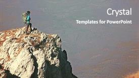  Presentation with incentive - PPT layouts with travel incentive - woman hiking in beautiful mountain background and a gray colored foreground