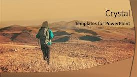  Presentation with incentive - Theme enhanced with travel incentive - woman hiking in beautiful nature background and a yellow colored foreground