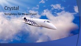  Presentation with air - Cool new PPT theme with travel industry - airplane in air on blue backdrop and a teal colored foreground
