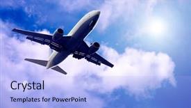  Presentation with industry - Presentation theme having travel industry - airplane on blue sky background and a light blue colored foreground