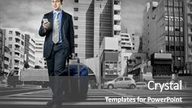  Presentation with french speaking countries - Colorful presentation theme enhanced with travel industry - man with baggage speaking backdrop and a gray colored foreground
