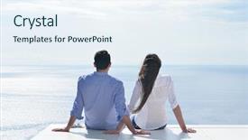  Presentation with young happy couple - Amazing slide set having travel insurance - happy young romantic couple have backdrop and a sky blue colored foreground