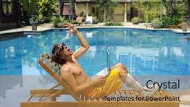  Presentation with broken leg - Slide deck with travel insurance - man with broken leg is background and a gold colored foreground