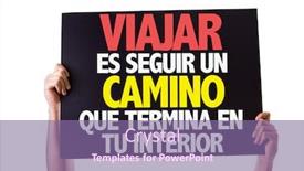  Presentation with path - Presentation theme consisting of travel-is-following-a-path background and a violet colored foreground