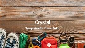  Presentation with tourism hiking - Cool new slides with travel items for hiking tourism backdrop and a coral colored foreground