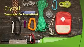  Presentation with tourism hiking - Audience pleasing PPT layouts consisting of travel-items-for-hiking-tourism backdrop and a tawny brown colored foreground