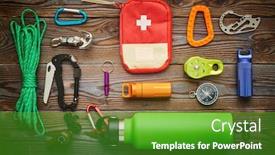  Presentation with tourism hiking - Cool new theme with travel-items-for-hiking-tourism backdrop and a shamrock green colored foreground