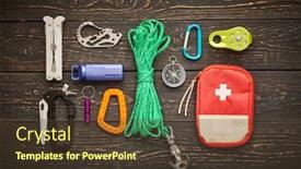  Presentation with tourism hiking - Beautiful PPT layouts featuring travel-items-for-hiking-tourism backdrop and a tawny brown colored foreground