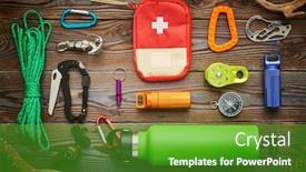  Presentation with tourism hiking - Beautiful slide deck featuring travel-items-for-hiking-tourism backdrop and a shamrock green colored foreground