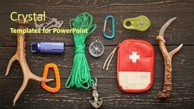  Presentation with tourism hiking - Slide set featuring travel-items-for-hiking-tourism background and a tawny brown colored foreground