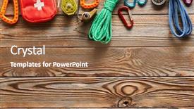  Presentation with tourism hiking - PPT theme enhanced with travel items for hiking tourism background and a tawny brown colored foreground