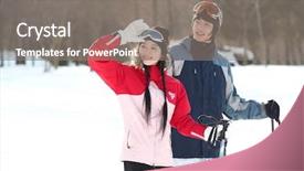  Presentation with winter sports - Audience pleasing presentation design consisting of travel korea - couple in winter sports backdrop and a gray colored foreground