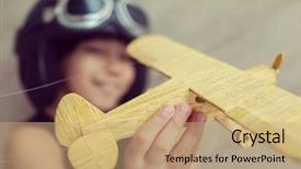  Presentation with child development developing toy - Amazing theme having play learn - portrait of child with airplane backdrop and a coral colored foreground