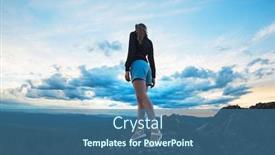  Presentation with freedom - Presentation theme having travel lesure and freedom concept - woman on the top of altai mountain beauty summer evening landcape background and a ocean colored foreground