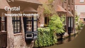  Presentation with buildings - Cool new presentation theme with travel lodging - buildings over canal waters amsterdam backdrop and a coral colored foreground