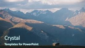  Presentation with solar tree evening landscape - Beautiful PPT theme featuring travel lodging - caucasus mountains in samegrelo-zemo svaneti backdrop and a ocean colored foreground