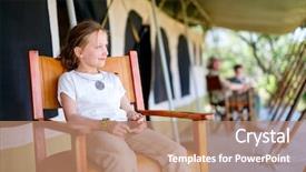  Presentation with family africa - PPT layouts consisting of travel lodging - family in safari tent enjoying background and a coral colored foreground