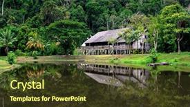  Presentation with sarawak - Colorful PPT layouts enhanced with travel lodging - long house in sarawak backdrop and a tawny brown colored foreground