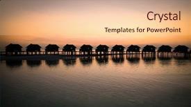  Presentation with sunset water dolphin - Slide set having travel lodging - luxury water lodges in sunset background and a lemonade colored foreground