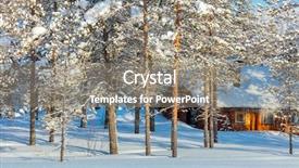  Presentation with winter forest - Amazing presentation theme having travel lodging - north winter forest landscape backdrop and a gray colored foreground