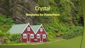  Presentation with campsite - Audience pleasing PPT layouts consisting of travel lodging - red wooden cottage at campsite backdrop and a tawny brown colored foreground