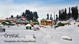  Presentation with kashmir - Slide deck featuring travel lodging - snow covered tourist resort kashmir background and a light gray colored foreground