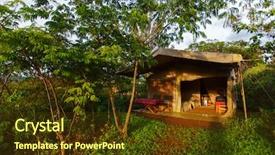  Presentation with africa safari - Slide deck having travel lodging - traditional tent at safari camp background and a tawny brown colored foreground