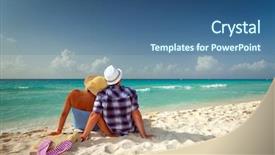  Presentation with plain caribbean - Amazing slides having travel mexico - couple in hug looking together backdrop and a ocean colored foreground