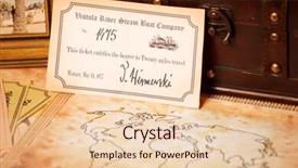  Presentation with ticket - Slides consisting of travel objects old grungy map old ticket trunk background and a lemonade colored foreground