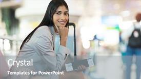  Presentation with waiting - Audience pleasing slide set consisting of travel passport - portrait of smiling young business backdrop and a gray colored foreground