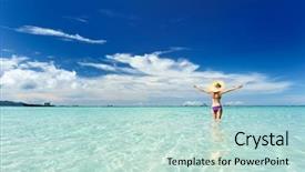  Presentation with philippines - Presentation with travel philippines - girl on a tropical beach background and a soft green colored foreground