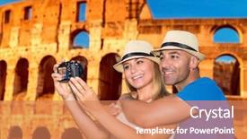  Presentation with dance beautiful couple dancing ballroom - Amazing presentation design having travel pictures - beautiful couple taking picture backdrop and a  colored foreground