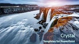  Presentation with water flow - Slide set with travel pictures - rapid flow of water powerful background and a ocean colored foreground
