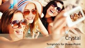  Presentation with holidays - Presentation theme featuring travel pictures - summer holidays technology and beach background and a coral colored foreground