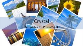 Presentation with collage - Slide deck consisting of travel pictures - traveling photos collage isolated background and a light blue colored foreground
