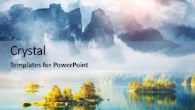  Presentation with artistic - Beautiful PPT theme featuring travel pictures - view of the islands backdrop and a light blue colored foreground